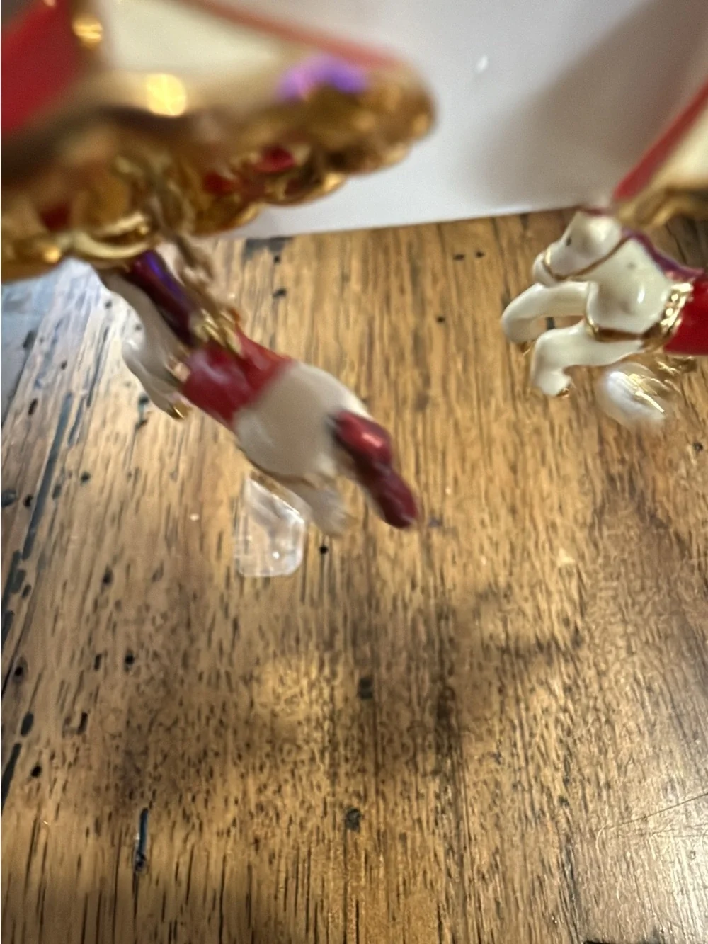 kate spade New York Red, White & Gold Carousel Horse Drop Earrings